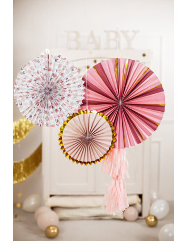 Rozety dekoracyjne Kwiaty, mix, 26-43 cm (1 op. / 3 szt.)