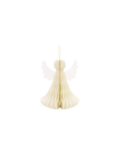 Dekoracja papierowa honeycomb Aniołek, kość słoniowa, 24 cm