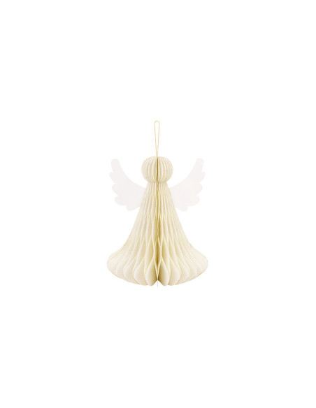 Dekoracja papierowa honeycomb Aniołek, kość słoniowa, 24 cm