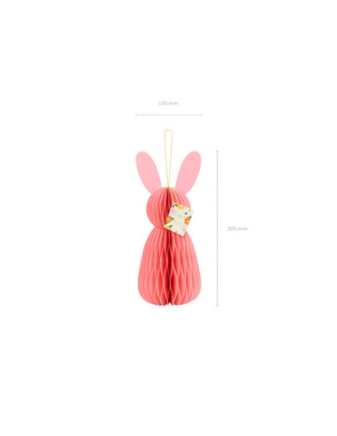 Dekoracja papierowa honeycomb Króliczek, różowy, 30 cm