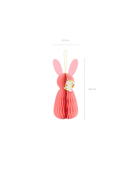 Dekoracja papierowa honeycomb Króliczek, różowy, 30 cm