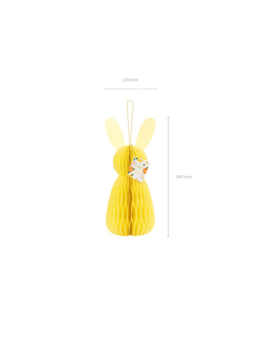 Dekoracja papierowa honeycomb Króliczek, żółty, 30 cm