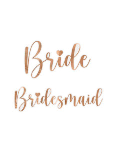 Naklejki na kieliszki ''Bride & Bridesmaid'', różowe złoto (1 op. / 6 szt.)
