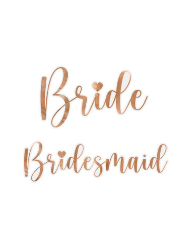 Naklejki na kieliszki ''Bride & Bridesmaid'', różowe złoto (1 op. / 6 szt.)
