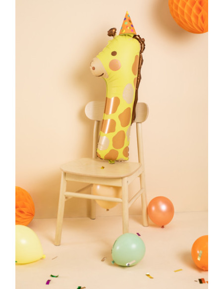 Balon foliowy Cyfra 1 - Żyrafa, 48x96 cm, mix