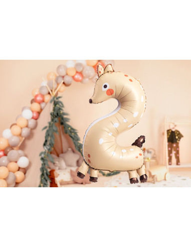 Balon foliowy Cyfra 2 - Sarenka, 65x102 cm, mix