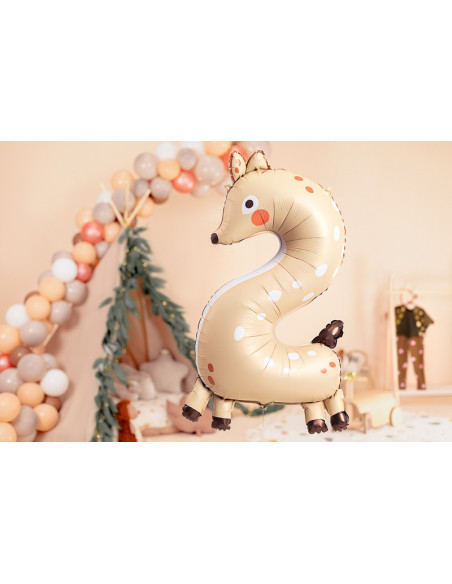 Balon foliowy Cyfra 2 - Sarenka, 65x102 cm, mix