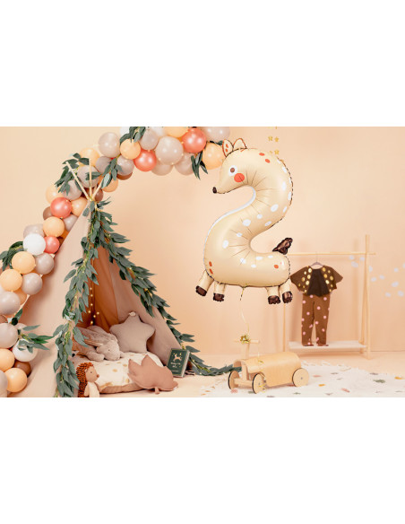 Balon foliowy Cyfra 2 - Sarenka, 65x102 cm, mix