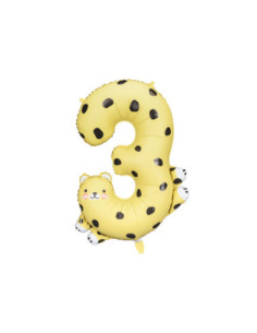 Balon foliowy Cyfra 3 - Gepard, 72.5x109 cm, mix