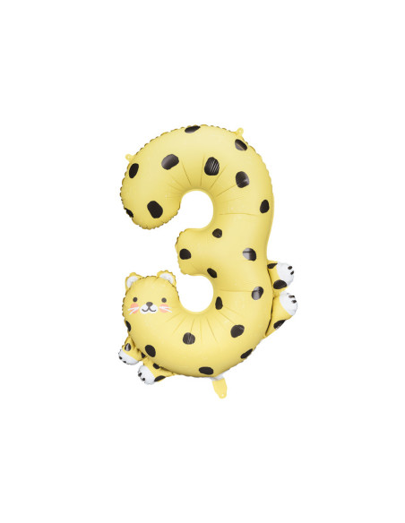Balon foliowy Cyfra 3 - Gepard, 72.5x109 cm, mix