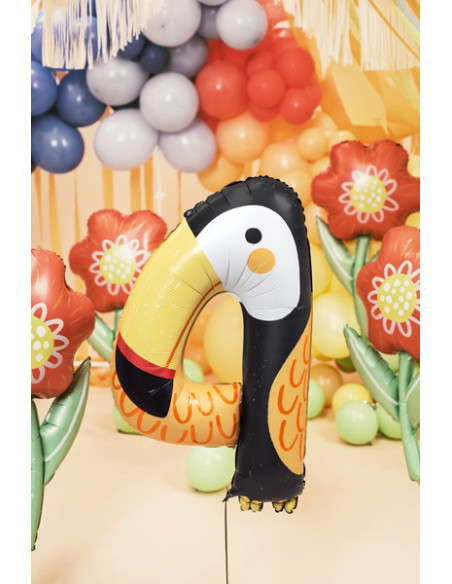 Balon foliowy Cyfra 4 - Tukan, 68x91 cm, mix