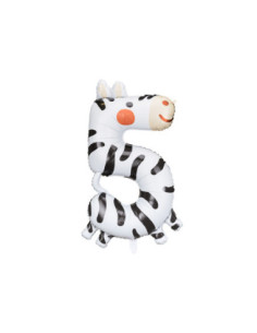 Balon foliowy Cyfra 5 - Zebra, 68x98 cm, mix