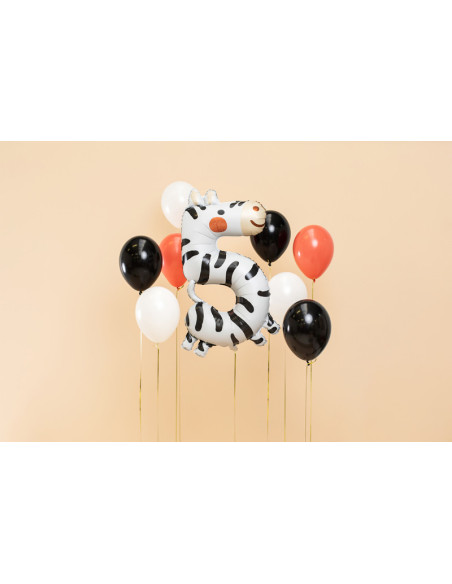 Balon foliowy Cyfra 5 - Zebra, 68x98 cm, mix