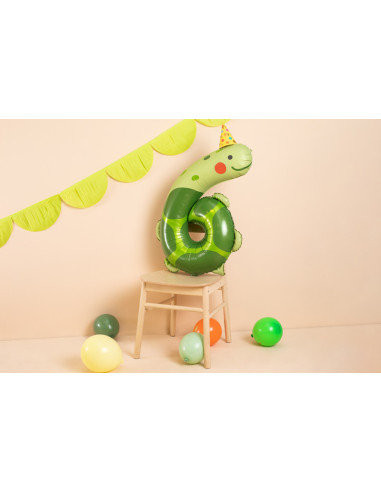 Balon foliowy Cyfra 6 - Żółw, 75x96 cm, mix