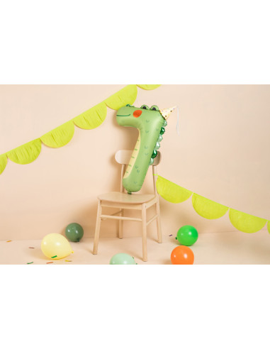 Balon foliowy Cyfra 7 - Krokodyl, 56x85 cm, mix