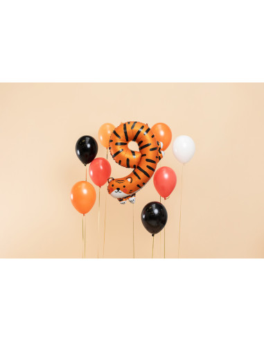 Balon foliowy Cyfra 9 - Tygrys, 64x87 cm, mix