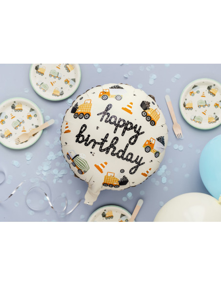 Balon foliowy Pojazdy budowlane, 45 cm, mix