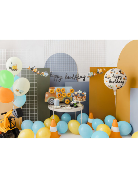 Balon foliowy Pojazdy budowlane, 45 cm, mix