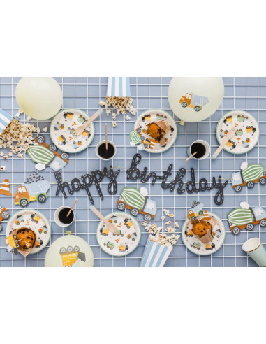 Baner Happy birthday Pojazdy budowlane, 2 m, mix