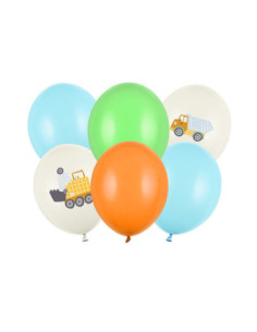 Balony 30 cm, Pojazdy budowlane, Pastel Light Cream (1 op. / 6 szt.)