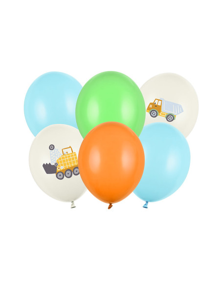 Balony 30 cm, Pojazdy budowlane, Pastel Light Cream (1 op. / 6 szt.)