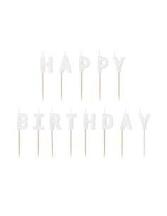 Świeczki urodzinowe Happy Birthday, 2.5 cm, biały (1 op. / 13 szt.)