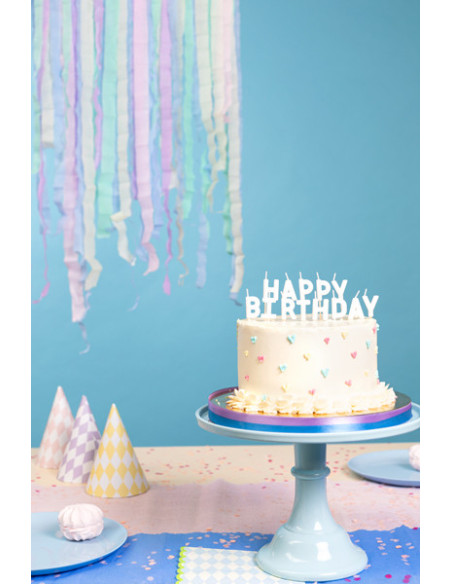 Świeczki urodzinowe Happy Birthday, 2.5 cm, biały (1 op. / 13 szt.)
