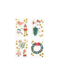 Naklejki na okno Merry Christmas, mix (1 op. / 4 szt.)