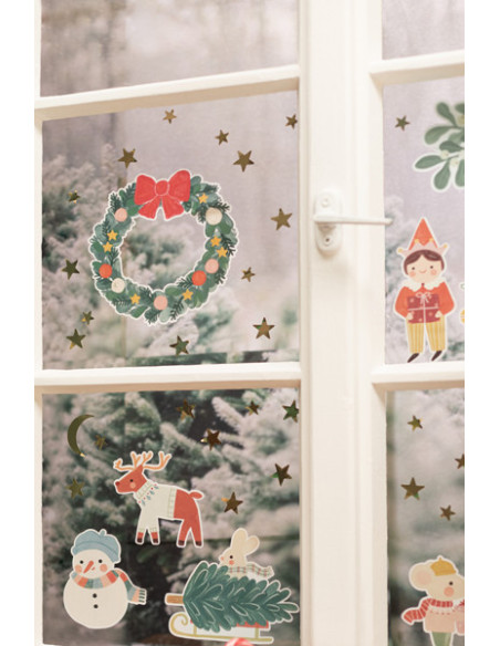 Naklejki na okno Merry Christmas, mix (1 op. / 4 szt.)