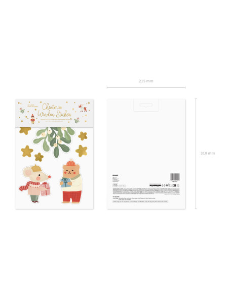 Naklejki na okno Merry Christmas, mix (1 op. / 4 szt.)