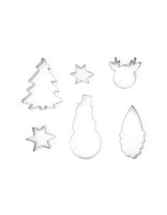 Wykrawacze do ciastek Merry Christmas, srebrny (1 op. / 6 szt.)