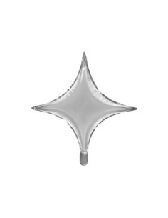 Balon foliowy Gwiazda 4-ramienna, 45 cm, srebrny