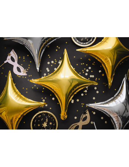 Balon foliowy Gwiazda 4-ramienna, 45 cm, srebrny