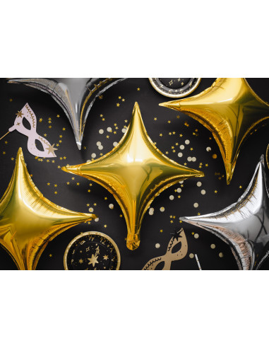 Balon foliowy Gwiazda 4-ramienna, 45 cm, złoty