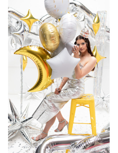Balon foliowy Gwiazda 4-ramienna, 45 cm, złoty