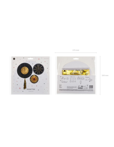 Rozety dekoracyjne Zegar, 26-43 cm, mix (1 op. / 3 szt.)