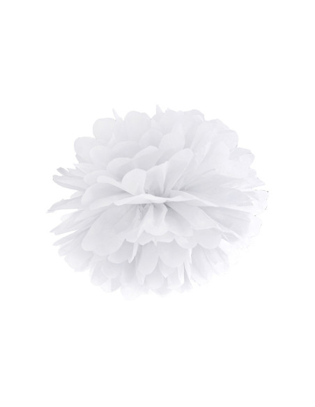 Pompon bibułowy, biały, 35cm