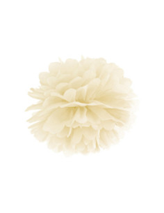 Pompon bibułowy, kremowy, 35cm