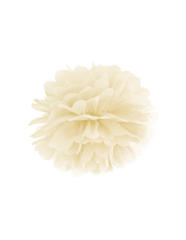 Pompon bibułowy, kremowy, 35cm