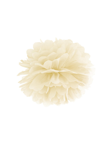 Pompon bibułowy, kremowy, 35cm