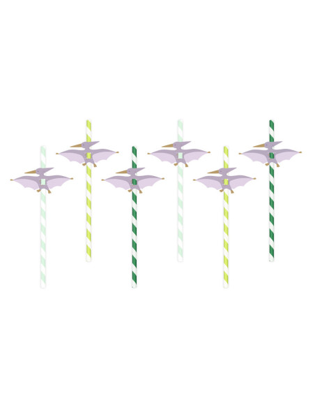 Słomki Pterodaktyl, 19.5 cm, mix (1 op. / 6 szt.)