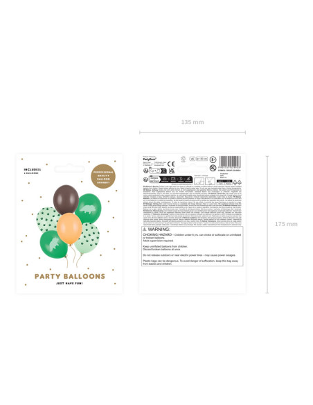 Balony 30 cm, Dinozaur, mix (1 op. / 6 szt.)