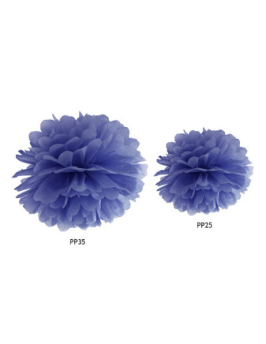 Pompon bibułowy, granat, 25cm
