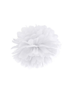 Pompon bibułowy, biały, 25cm