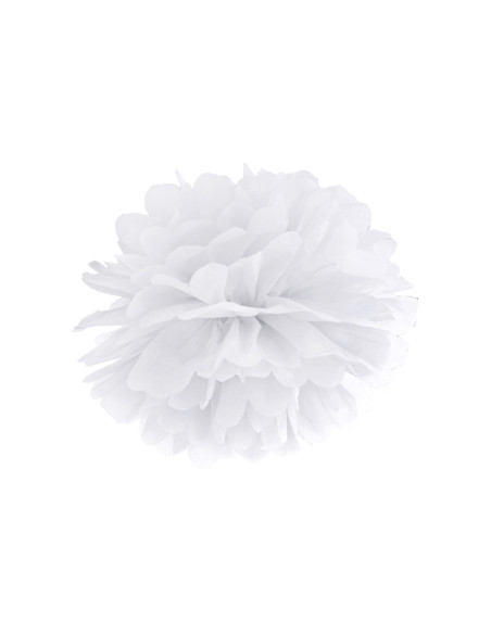 Pompon bibułowy, biały, 25cm