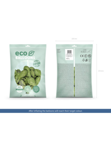 Balony Eco 26cm pastelowe, oliwkowy (1 op. / 100 szt.)
