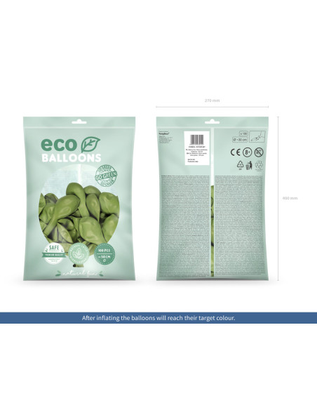 Balony Eco 30cm pastelowe, oliwkowy (1 op. / 100 szt.)