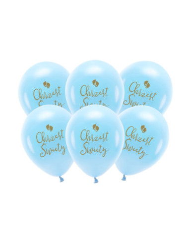 Balony Eco 33 cm, Chrzest Święty, błękit (1 op. / 6 szt.)