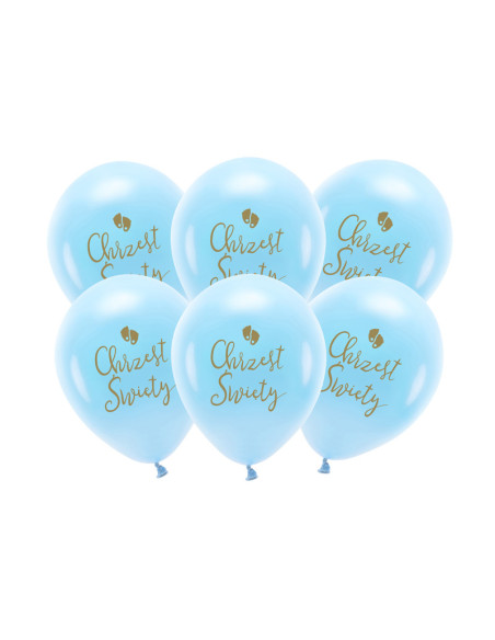 Balony Eco 33 cm, Chrzest Święty, błękit (1 op. / 6 szt.)