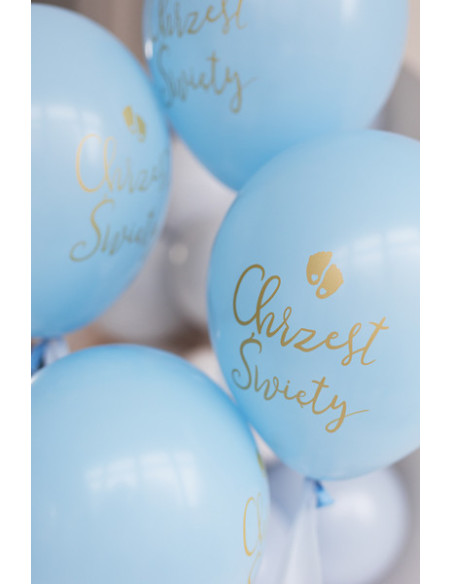 Balony Eco 33 cm, Chrzest Święty, błękit (1 op. / 6 szt.)